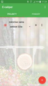 Aplikacja leśna E-caliper zakładanie projektu