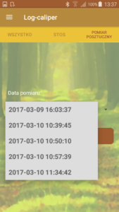 Aplikacja leśna Log-caliper eksport pomiarów