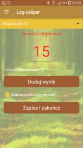 Aplikacja leśna Log-caliper pomiar kłody