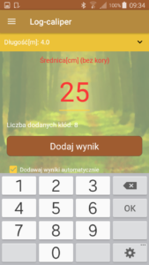 Aplikacja leśna Log-caliper pomiar kłody