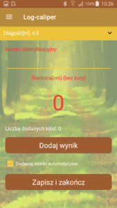 Aplikacja leśna Log-caliper pomiar kłody