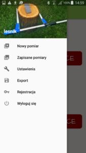Aplikacja leśna SLT-caliper menu główne